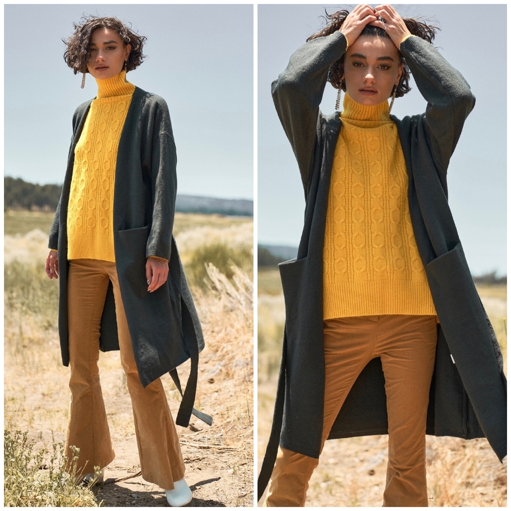 LAST ONE❗️GRADE & GATHER Dark Pine Longline Open Cardigan - Picture 5 of 5